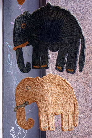 Ornate house with elephant - vintage traditional asian. Handmade art and craft