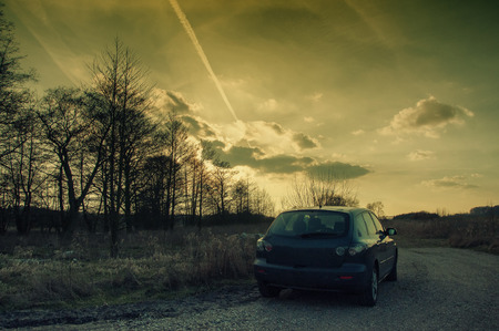 The image of car, autumn