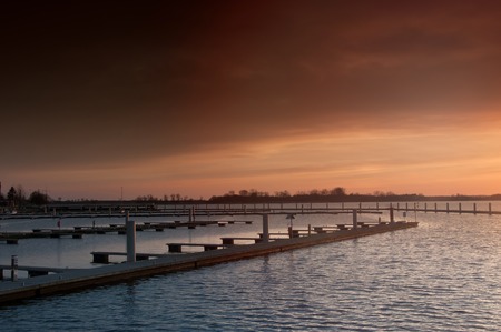 Harbor Sunset with no Boatsの写真素材