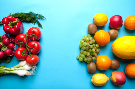 Fruits and vegetables from aboveの写真素材