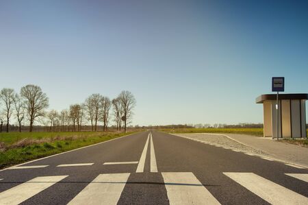 The asphalt road in the summer.
