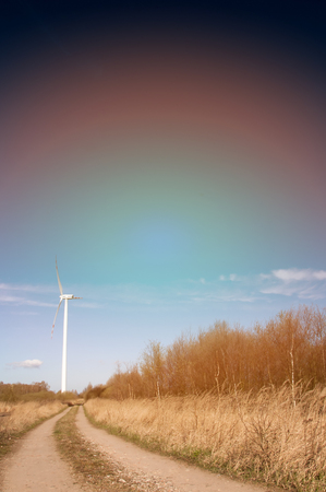 Windmill, blue sky and clouds.の写真素材