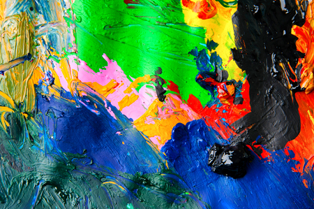 Oil paints multicolored closeup abstract background from above .の写真素材