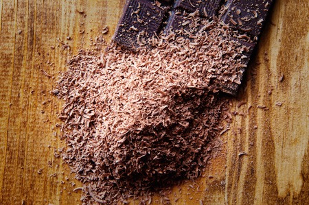 Chopped chocolate with cocoa.の写真素材
