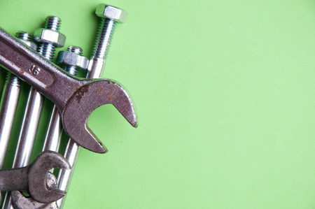 Set of brilliant nut keys of different sizes on supportの写真素材