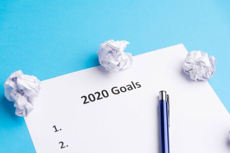 List of goals for 2020. From above. Copy space.の写真素材