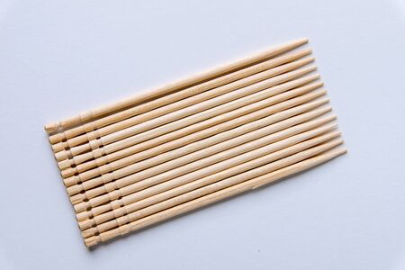 Toothpicks on a white background. From above. Text space.