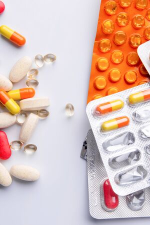 Collection medication isolated on white background.