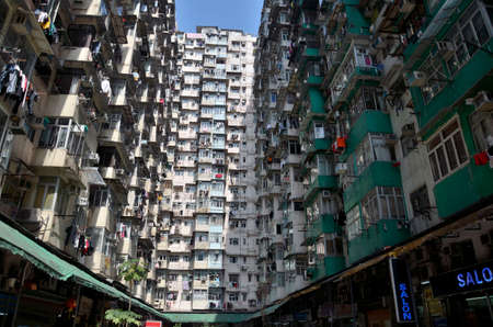 Hong Kong overcrowded living buildingのeditorial素材