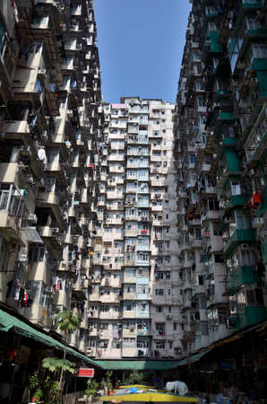 Hong Kong overcrowded living buildingのeditorial素材