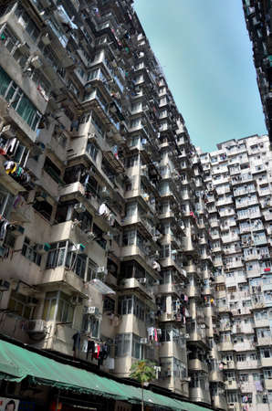 Hong Kong overcrowded living buildingのeditorial素材