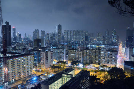 Hong Kong cityscape residential district with high building at eveningの写真素材