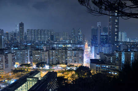 Hong Kong cityscape residential district with high building at eveningの写真素材