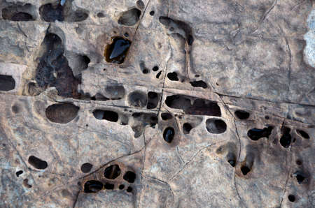 Detail of the special amazing erosive rock in the Bay of an Islandの写真素材