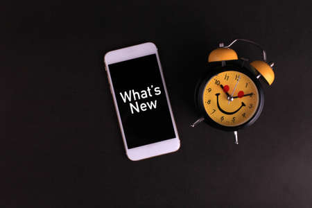 What's New writing on smartphoneの写真素材