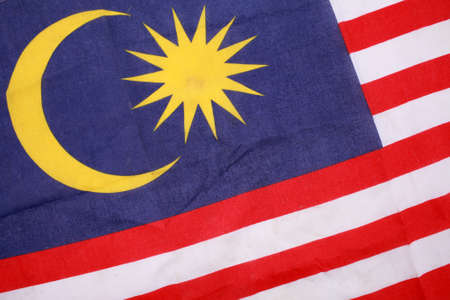 Fabric texture flag of malaysiaの写真素材