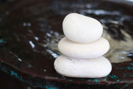 spa stone by the poolの写真素材