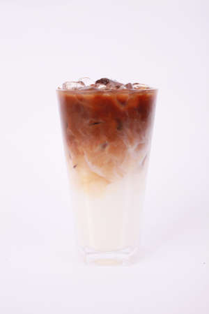 Ice milk coffee on white backgroundの写真素材