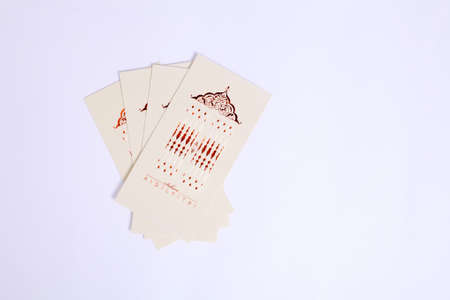 Top view pocket money envelop for muslim Eid celebration or also known as Duit Raya Aildilfitri with...