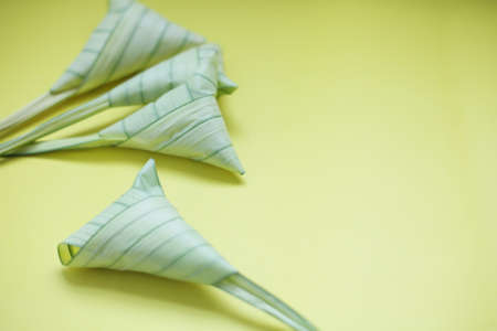 Top view ketupat or rice dumpling icon of the hari raya.copy spaceの写真素材