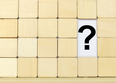 Question mark on wooden cubes. Question mark on wooden cubes background.の写真素材