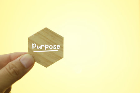 Business concept image of wooden cube with word PURPOSEの写真素材