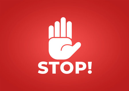 Stop icon on a red background. Vector illustration. Eps 10.の写真素材