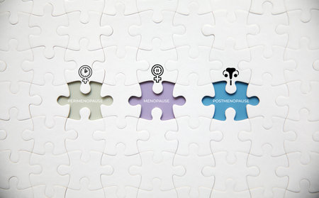 Jigsaw puzzle pieces on white backgroundの写真素材