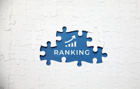 Missing piece of puzzle with word RANKING. Business concept imageの写真素材