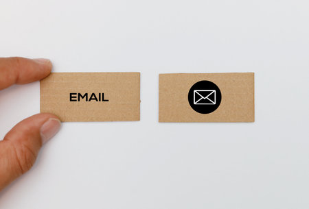 E mail and email icon on paper. E-mail marketing conceptの写真素材