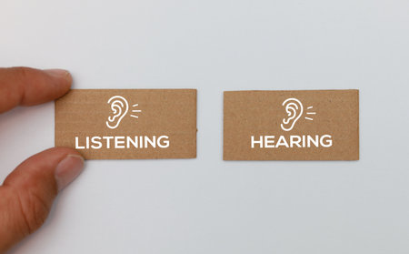 HEARING and LISTENING conceptの写真素材