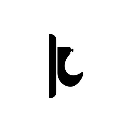 Badge toilet glyph icon, vector cut monochrome badge for house plumbing promotion designのイラスト素材