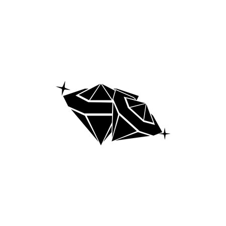A set of diamonds in a flat style. Abstract black diamond collection icons. Linear outline sign. Vector icon logo design diamondsのイラスト素材