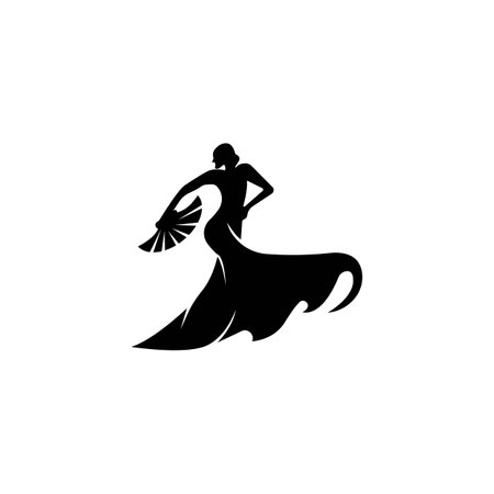 girl dancing traditional logo vector illustration logo designのイラスト素材