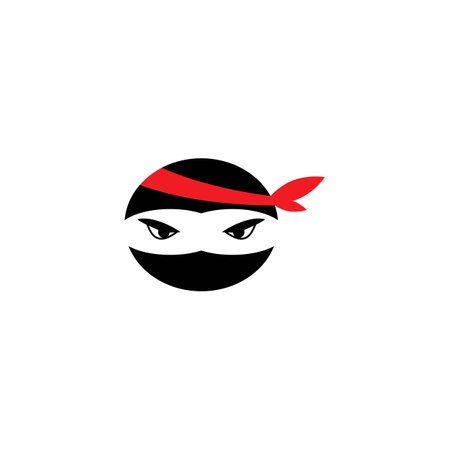Ninja warrior icon. Simple black ninja head logo illustration designのイラスト素材