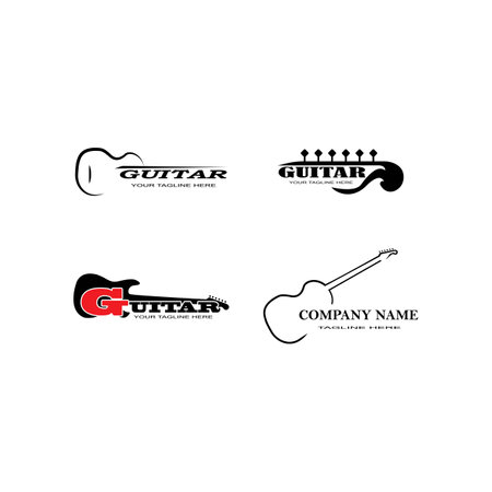 Guitar logo template vector icon illustration designのイラスト素材