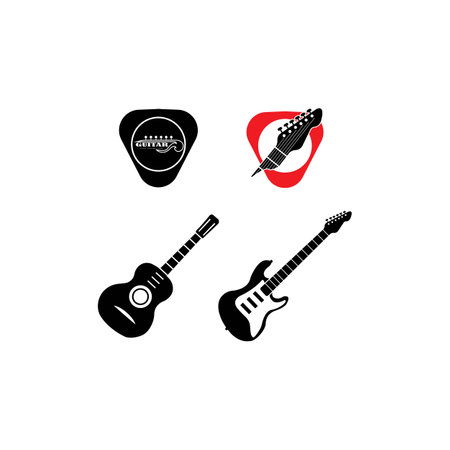Guitar logo template vector icon illustration designのイラスト素材