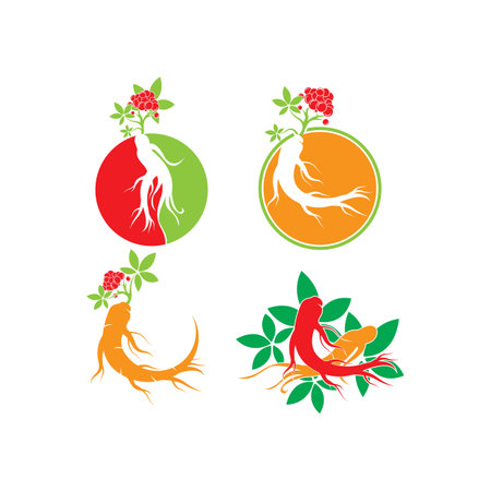 Ginseng icon Vector Illustration design Logo templateのイラスト素材