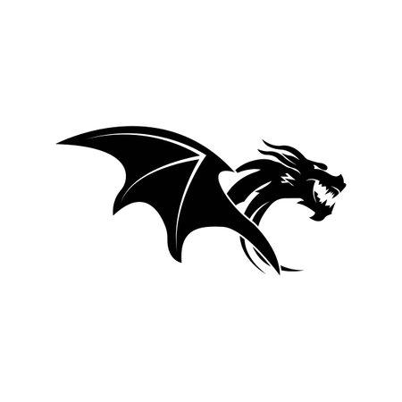 Dragon head icon logo, vector design illustrationのイラスト素材