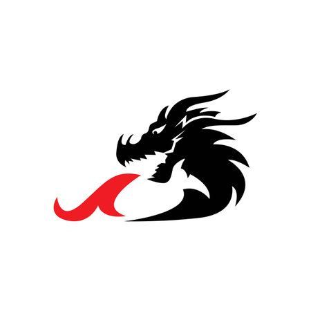 Dragon head icon logo, vector design illustrationのイラスト素材