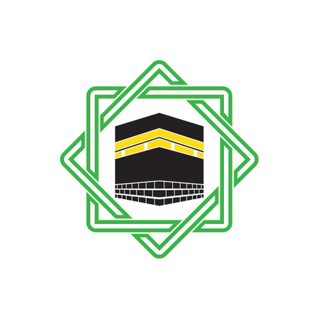 kaaba vector icon. the mecca of worship for Muslims, logo design illustrationのイラスト素材