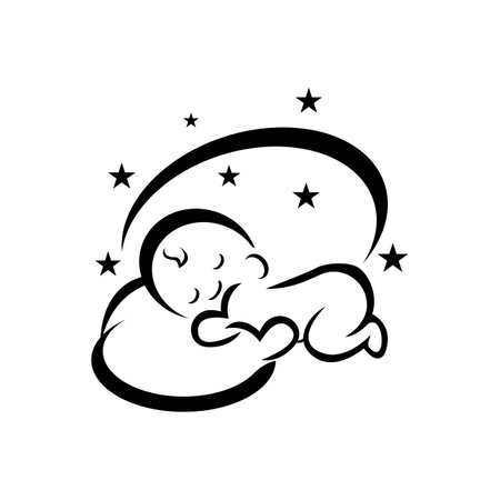 cute sleeping baby icon logo, vector design illustrationのイラスト素材