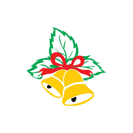 Christmas bells and ornaments icon logo, vector design illustrationのイラスト素材