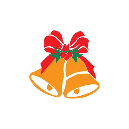 Christmas bells and ornaments icon logo, vector design illustrationのイラスト素材