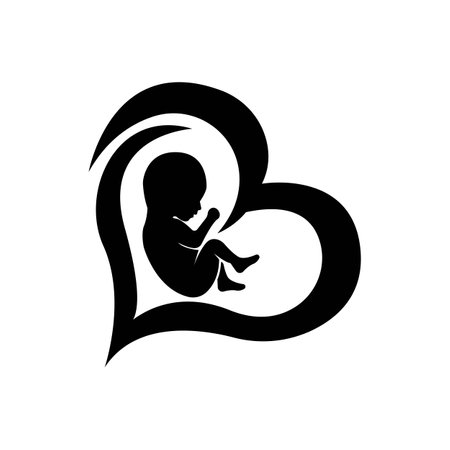 Pregnant mother and fetus icon logo, vector design illustrationのイラスト素材