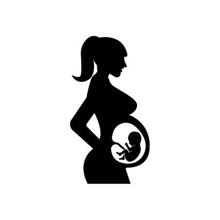 Pregnant mother and fetus icon logo, vector design illustrationのイラスト素材