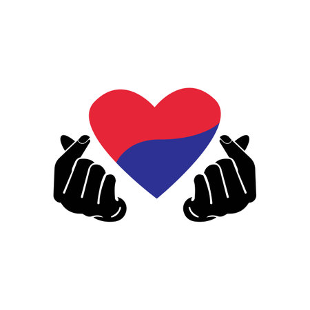 mini i love you hand ,korean heart finger i love you sign icon vector line art illustration sticker design social mediaのイラスト素材