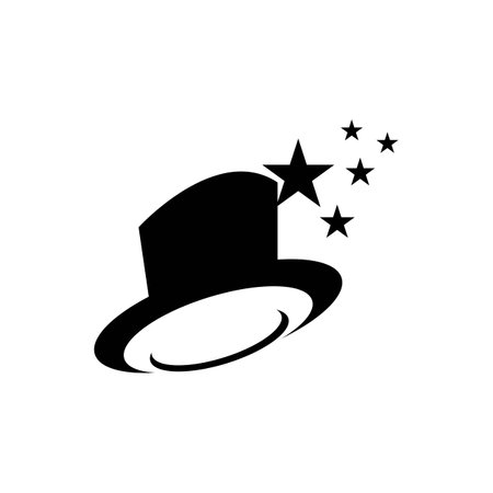 Magic hat and wand icon,logo illustration designのイラスト素材