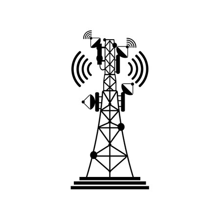 Transmitting tower,satellite signal icon symbol,vector illustration design templateのイラスト素材