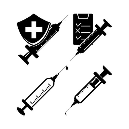 Syringe symbol in medical simple icon illustration design template.のイラスト素材